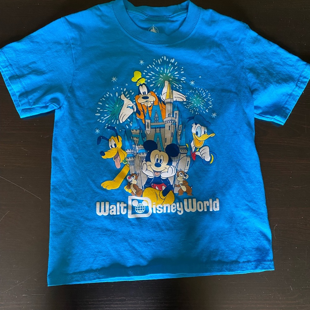 Disney Walt Disney World Blue Mickey and Friends Crew neck Tshirt small youth